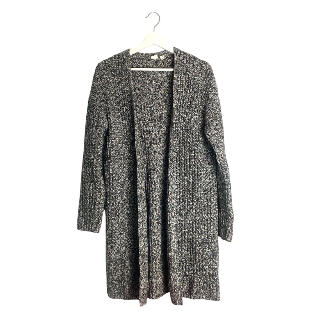 Gap Textured Knit Open Front Long Cardigan in Heather Charcoal Size Small